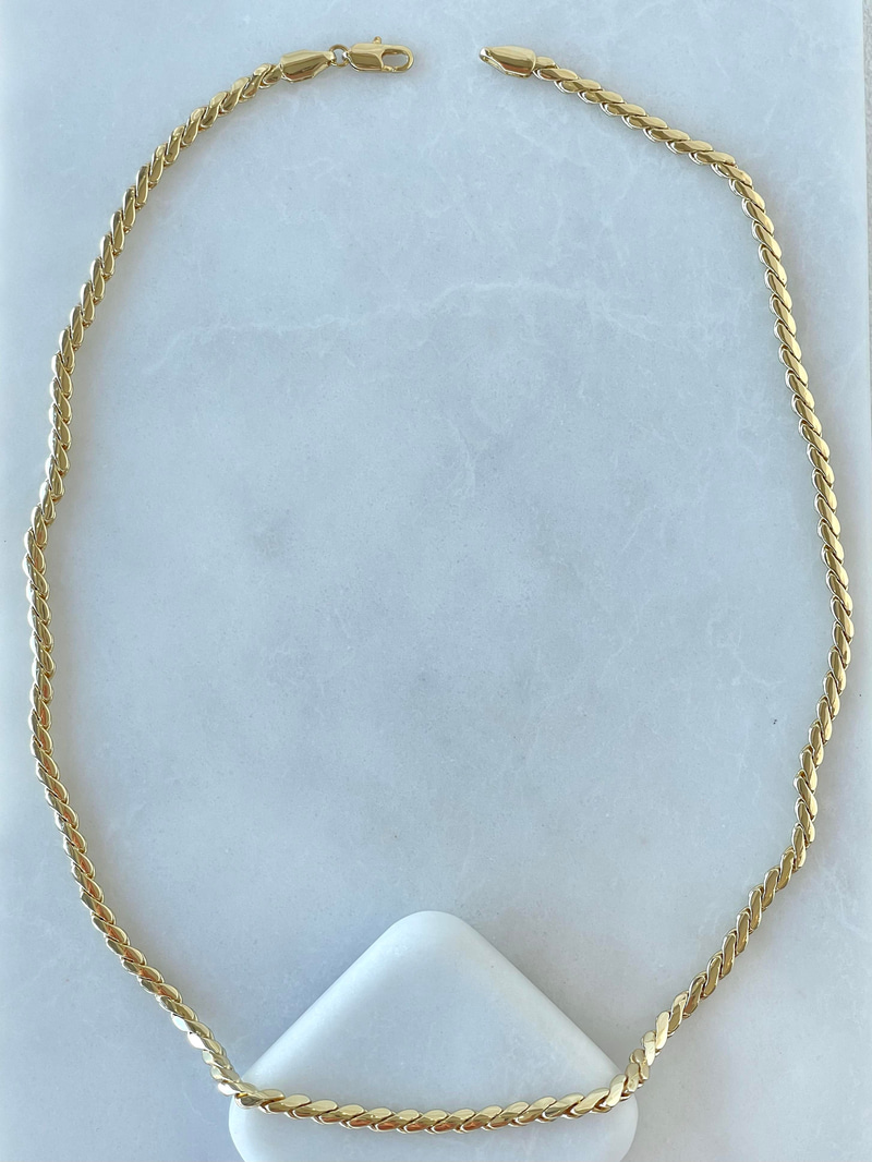 Özel Seri Yatay Ezme Zincir Kolye 50 cm Gold