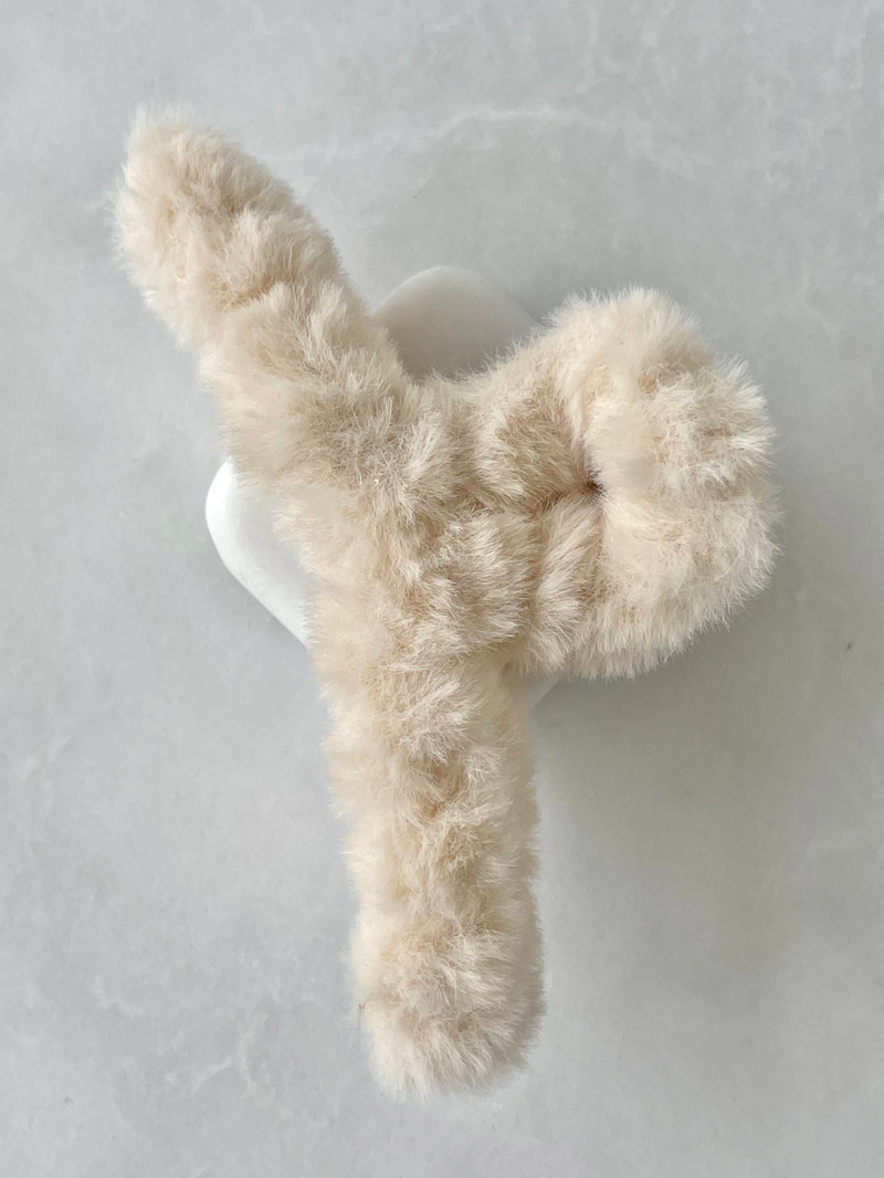 Peluş Küçük Mandal Toka Krem