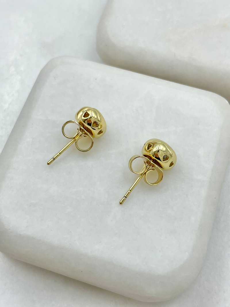 Özel Seri Bombeli Kalp Küpe 0.7 mm Gold