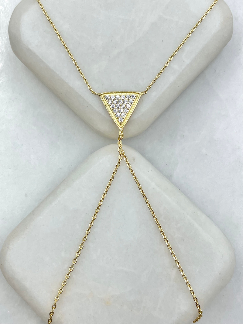 Gömme Taşlı Üçgen Model Şahmeran Gold