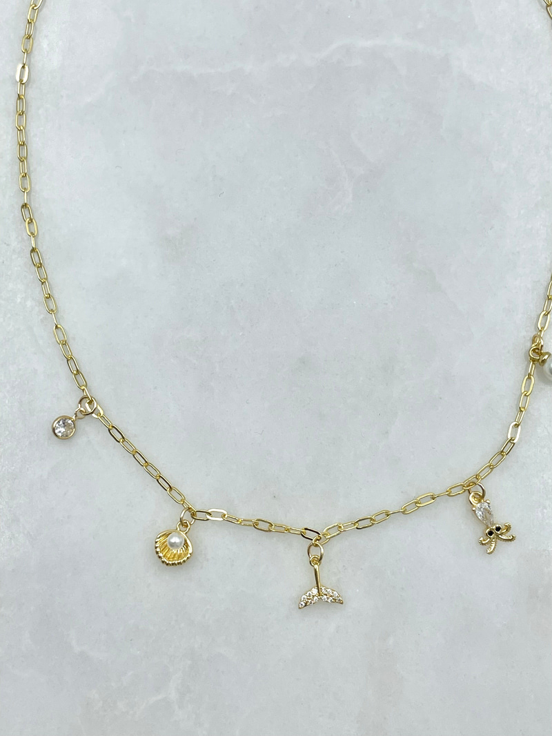 Deniz Kızı ve Ahtapot Sallantılı Kolye Gold