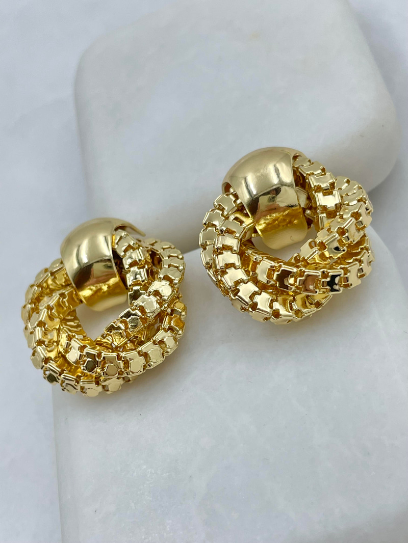 Altın Kaplama Burgu Zincir Vintage Küpe Gold