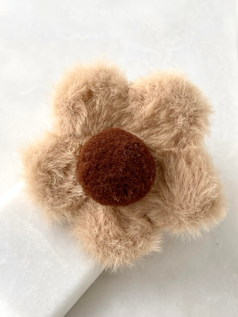 Peluş Çiçek Mandal Toka Kahve