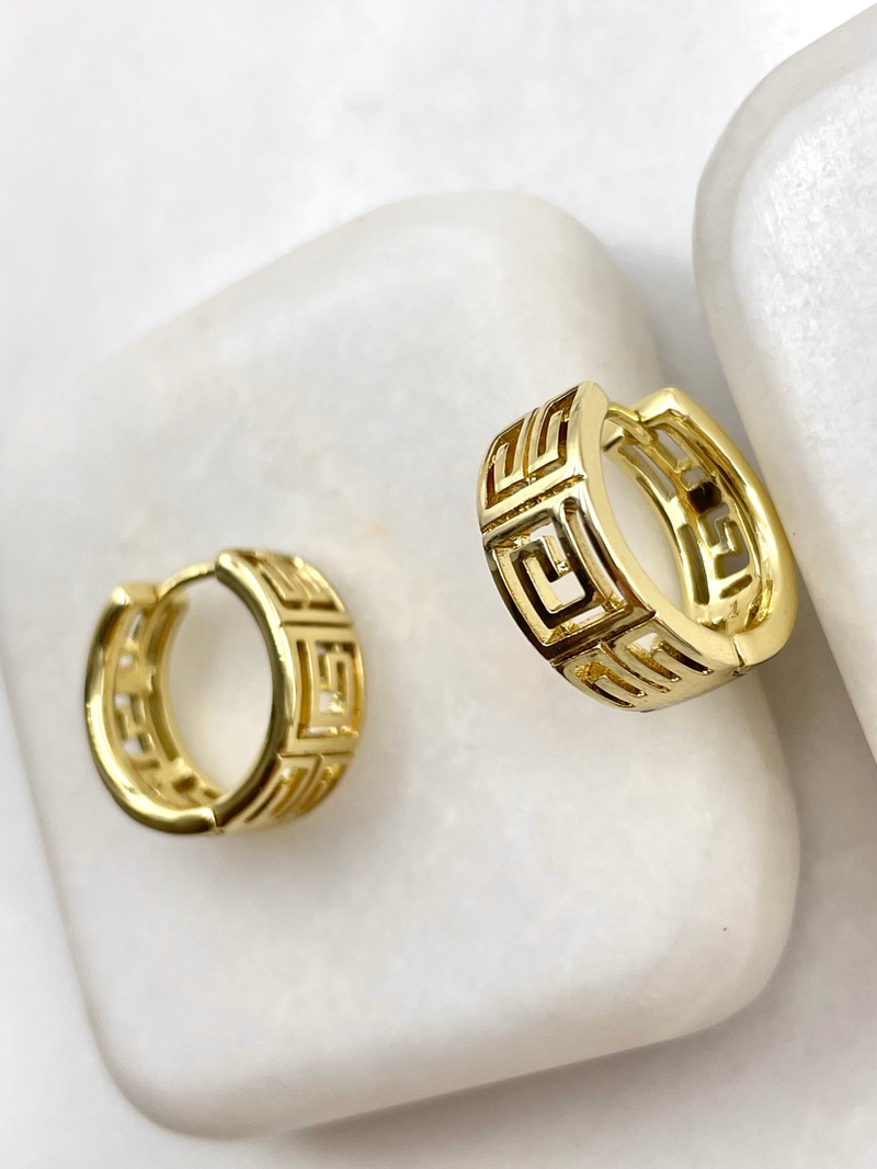 Özel Seri Etnik Desen Halka Küpe Gold