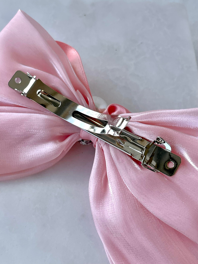 Güllü Organze Tül Fiyonk Otomatik Toka Pembe