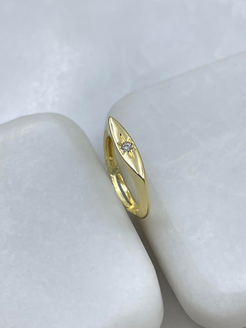 Altın Kaplama Minimal Kuzey Yıldızı Serçe Parmak Yüzüğü Gold