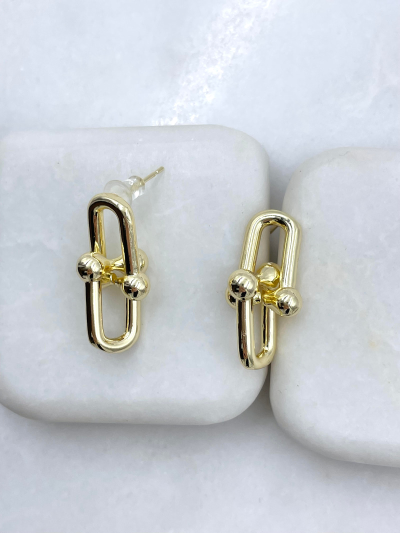 Altın Kaplama Topçuklu Tasarım Model Küpe Gold