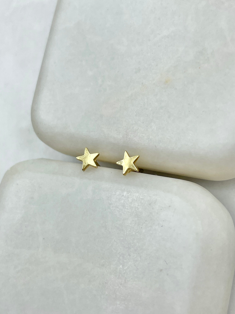 Özel Seri Minimal Yıldız Plaka Küpe 0.5 cm Gold