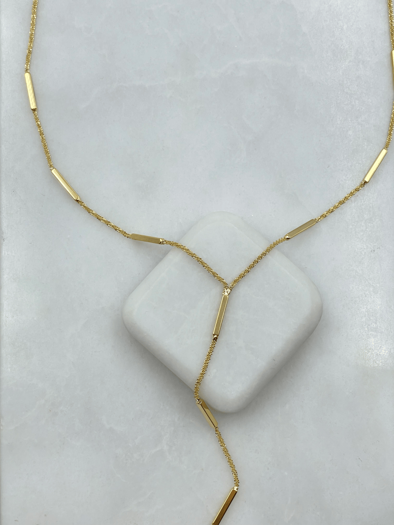 Özel Seri Sütun Model Işıltılı Zincir Y Kolye Gold