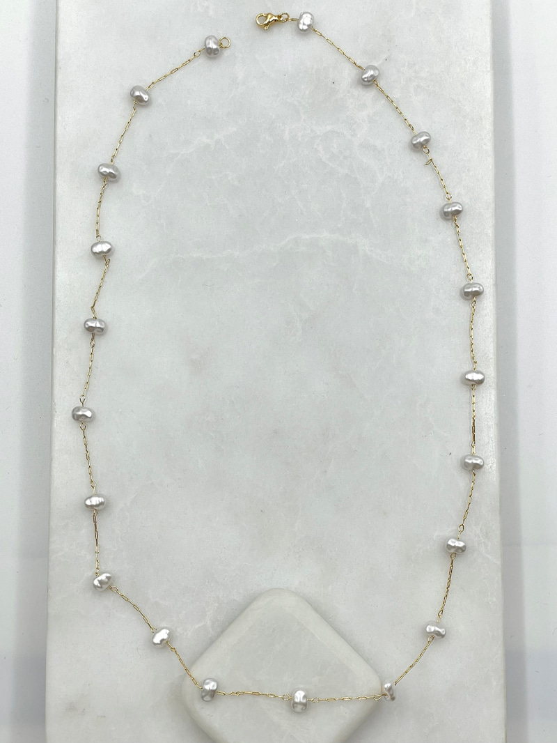 Su İncisi Kolye 60 cm Gold