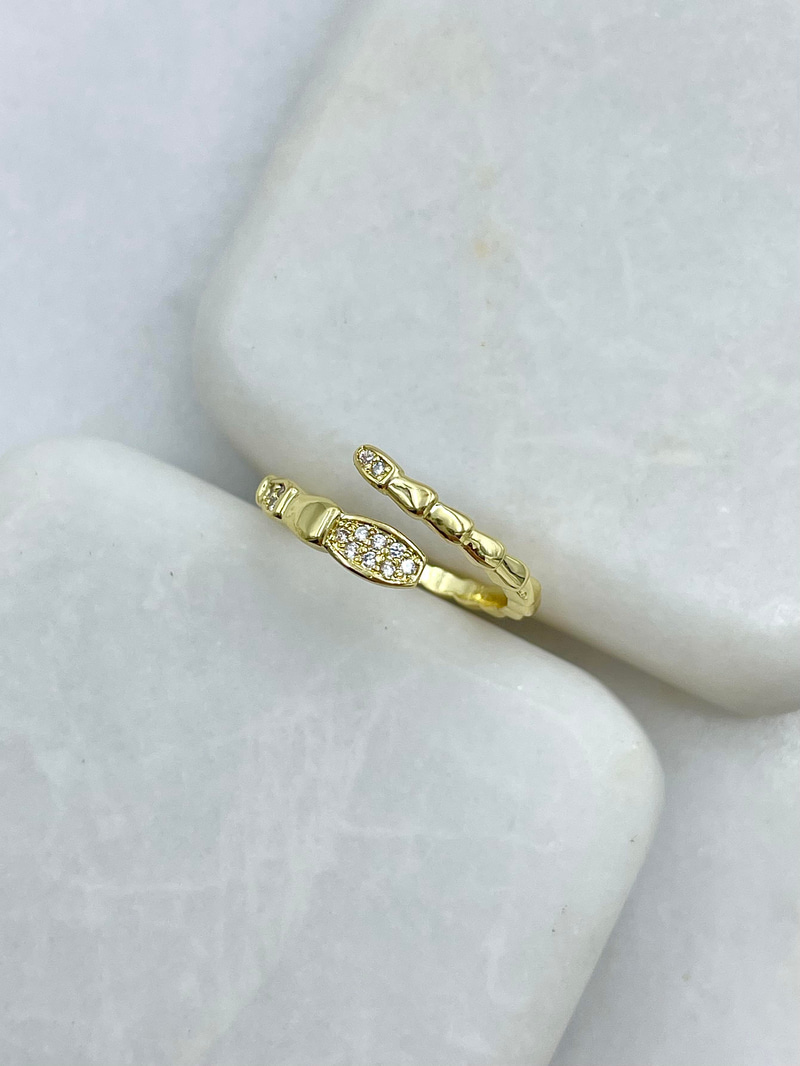Altın Kaplama Gömme Taşlı Yılan Model Serçe Parmak Yüzüğü Gold