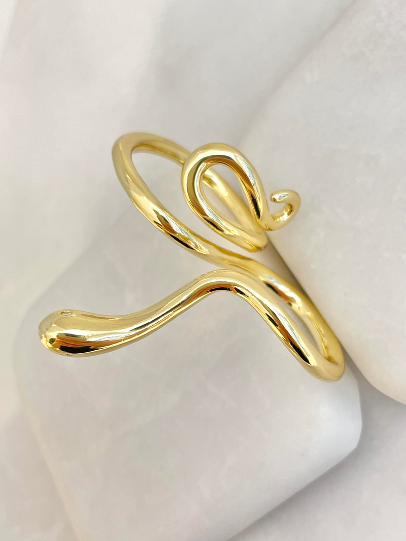 Altın Kaplama Sarmal Yılan Model Tasarım İkiz Yüzük Gold