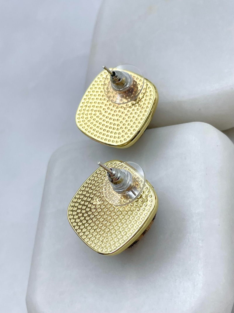 Altın Kaplama Gold Detaylı Bombeli Leopar Küpe Gold