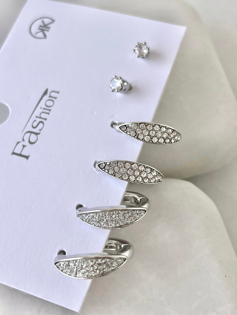 Altın Kaplama Altılı Gömme Taşlı Halka Küpe Gümüş