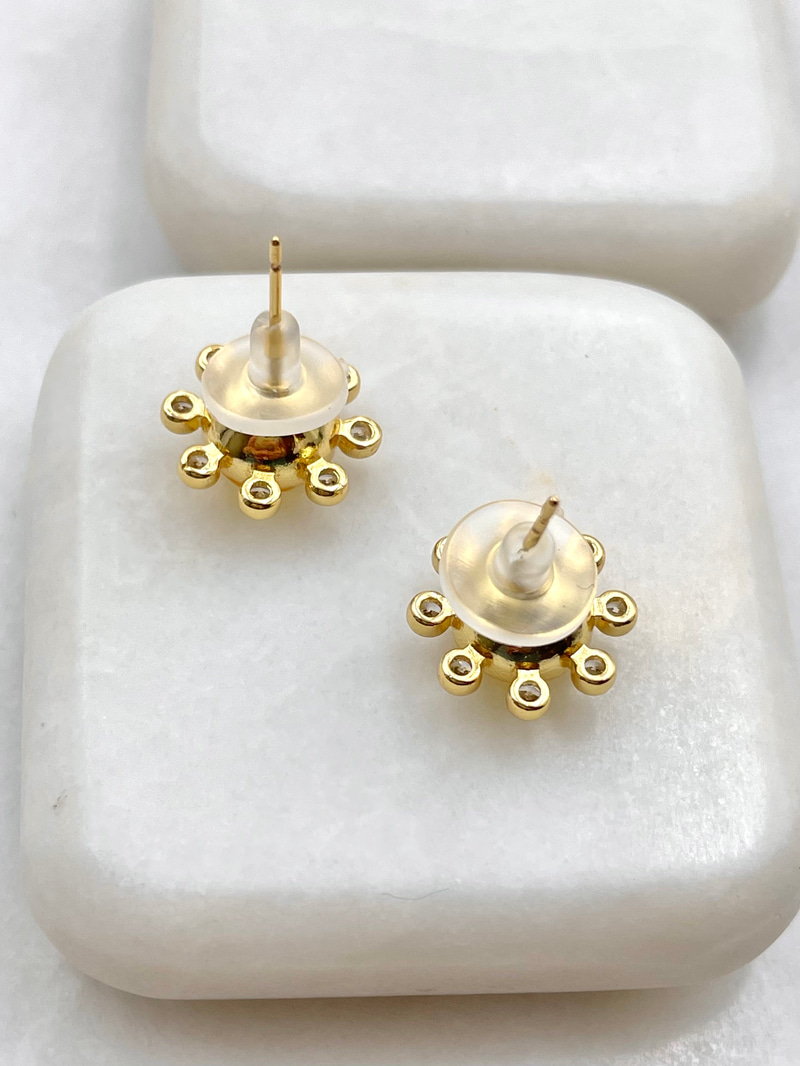 Sarı Kristal Taşlı Güneş Küpe Gold