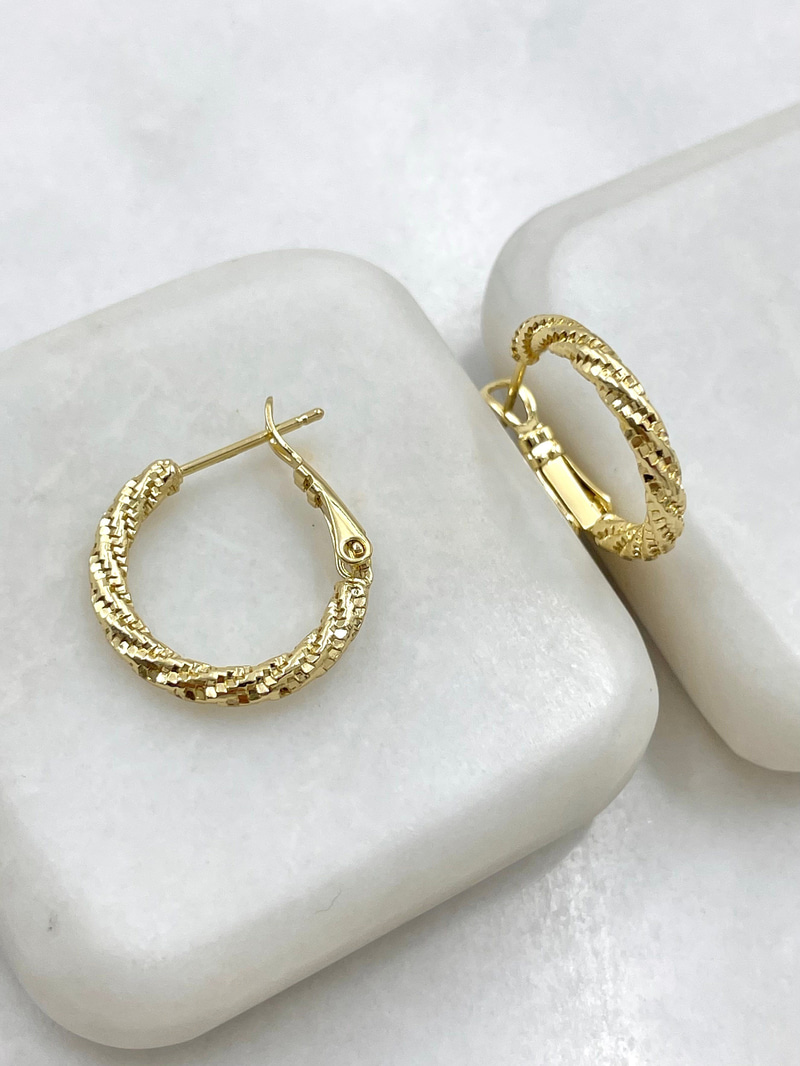 Özel Seri Işıltılı Burgu Halka Küpe Gold