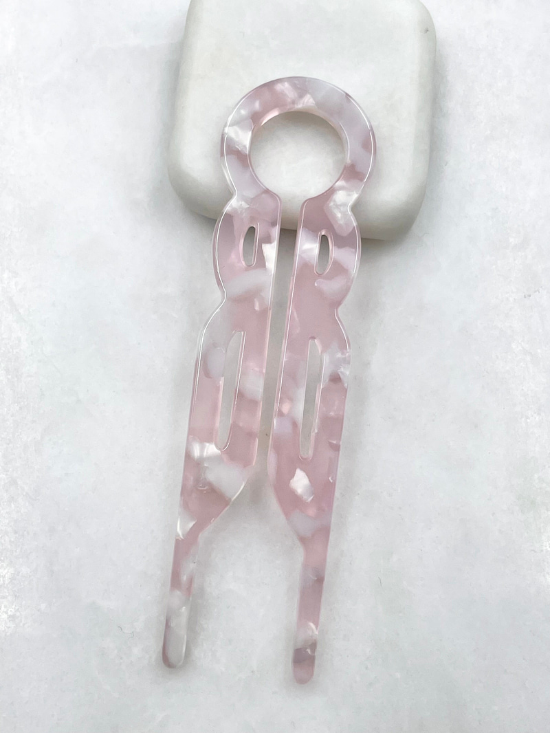 Halka Detay Kemik Saç Pini Pembe