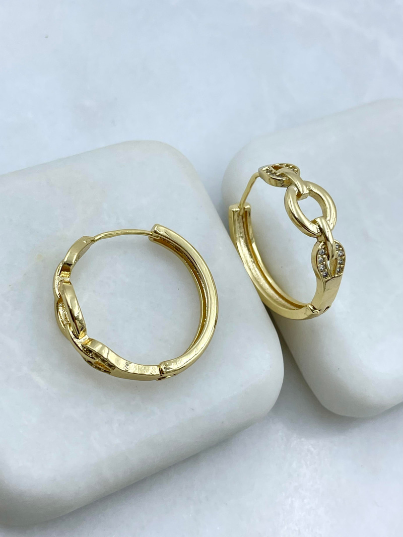 Özel Seri Zincir Model Halka Küpe Gold