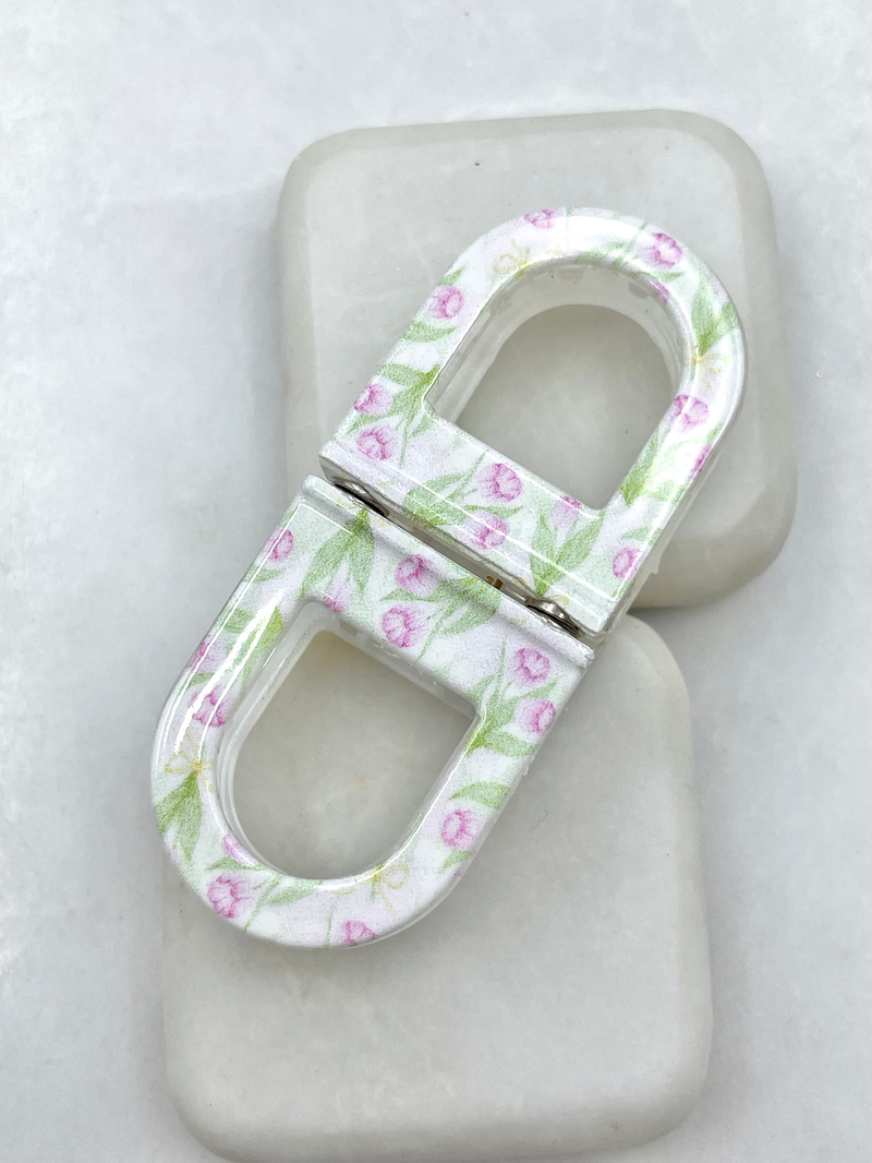 Çiçek Desenli Magnet Lock Toka Toz Pembe