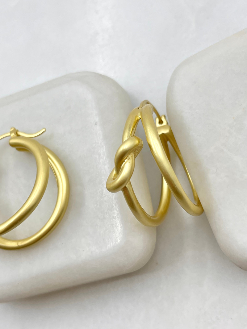 Doğum Detaylı İkili Görünüm Mat Küpe Gold