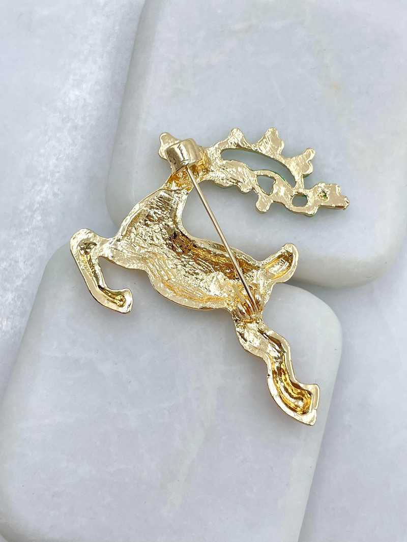 Kırmızı Ayaklı Geyik Broş Gold