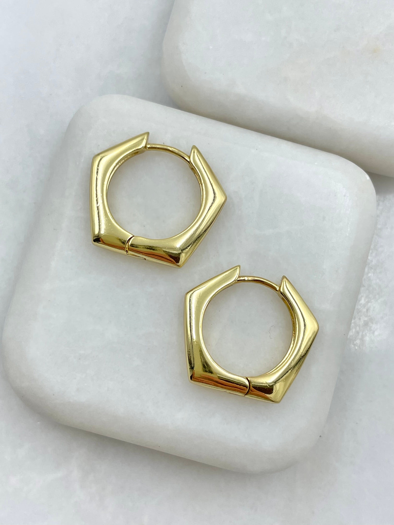 Özel Seri Köşeli Bombe Küpe 1.9 cm Gold