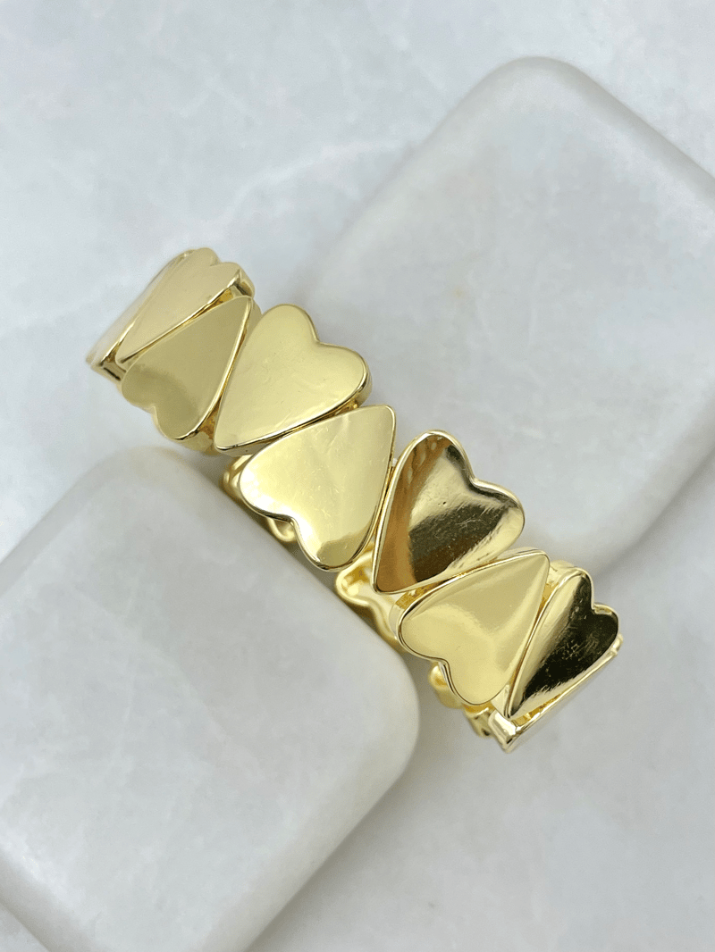Altın Kaplama Plaka Kalp Model Esnek Bileklik Gold