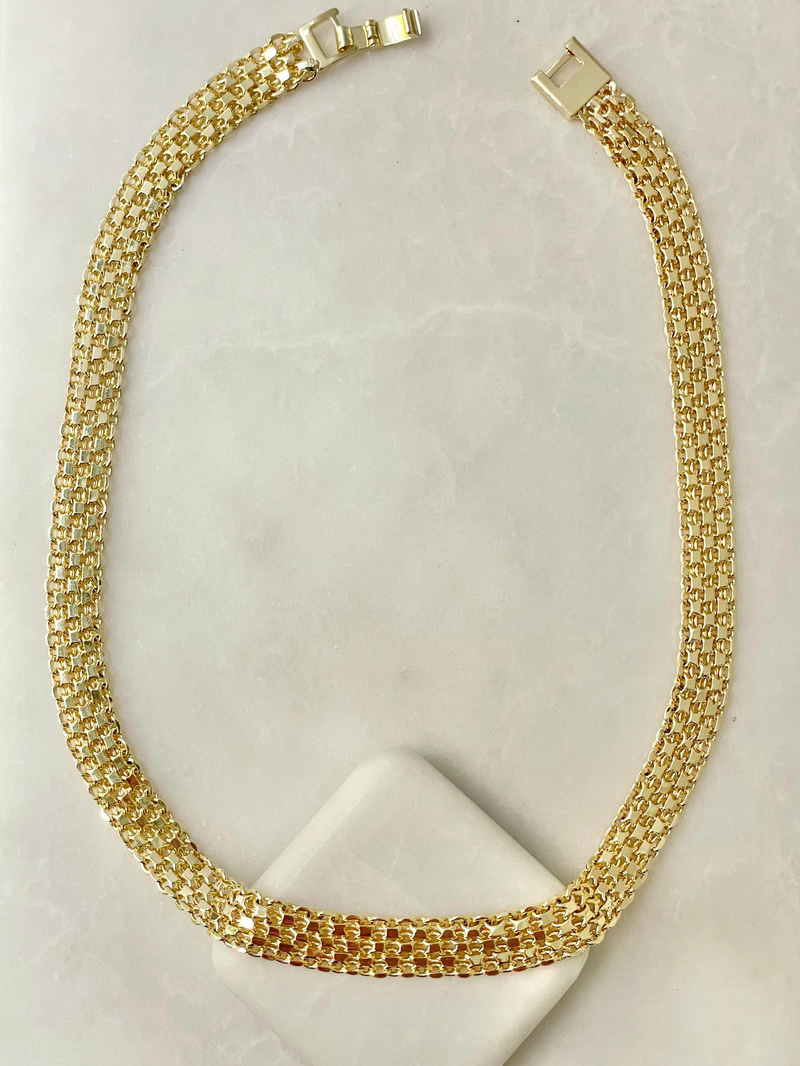 Altın Kaplama Hasır Örgü Kolye Gold