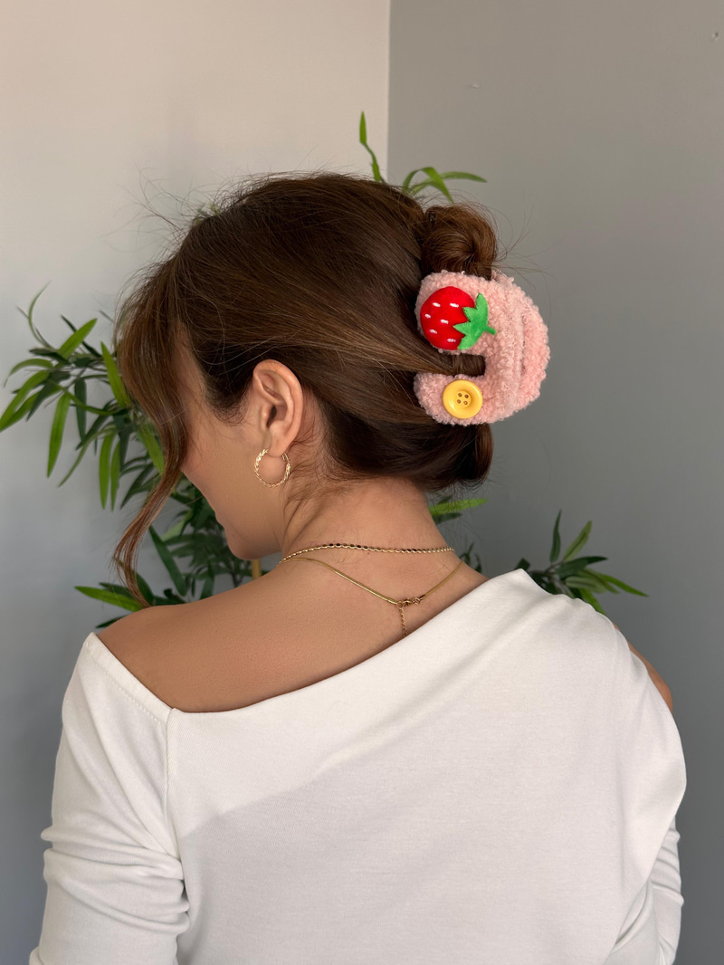 Peluş Çilek Mandal Toka