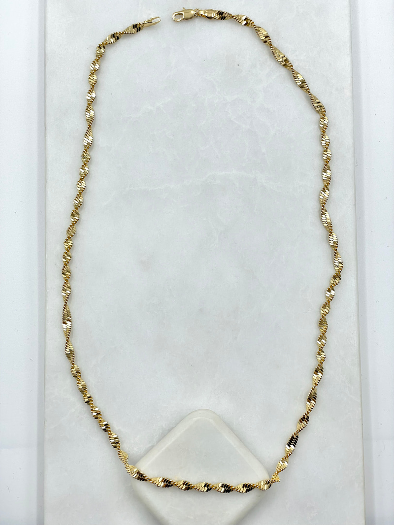 Geniş Kedi Merdiveni Kolye 60 cm Gold