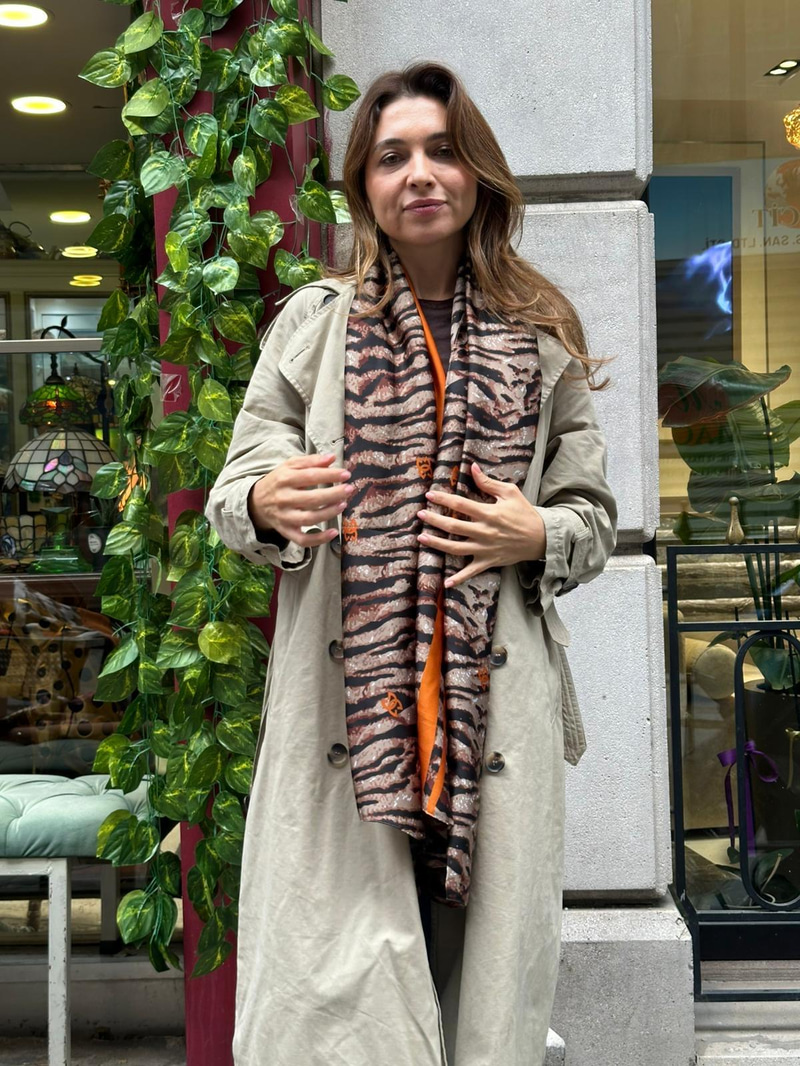 Zebra Desenli Şal Renkli