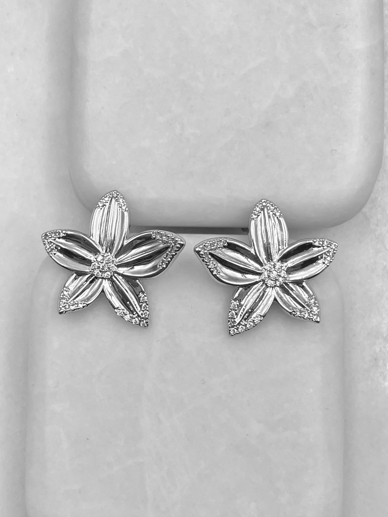 Altın Kaplama İşlemeli Açelya Küpe Gümüş