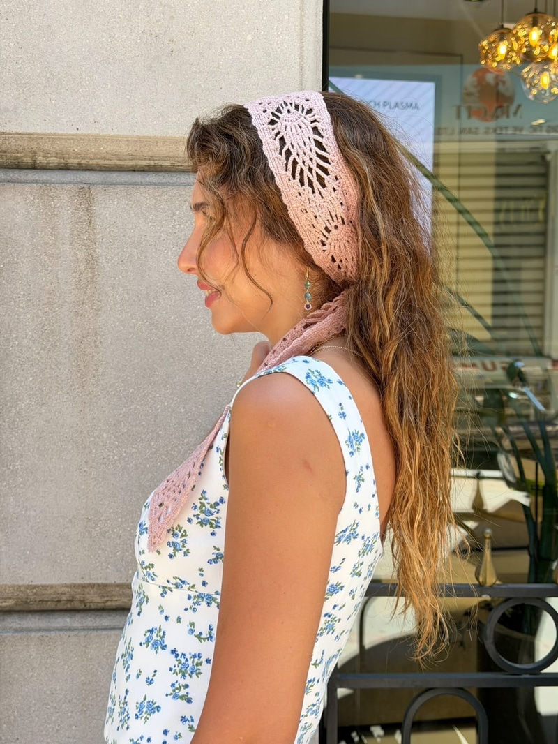Dantel Model Bandana ve Kemer Gül kurusu