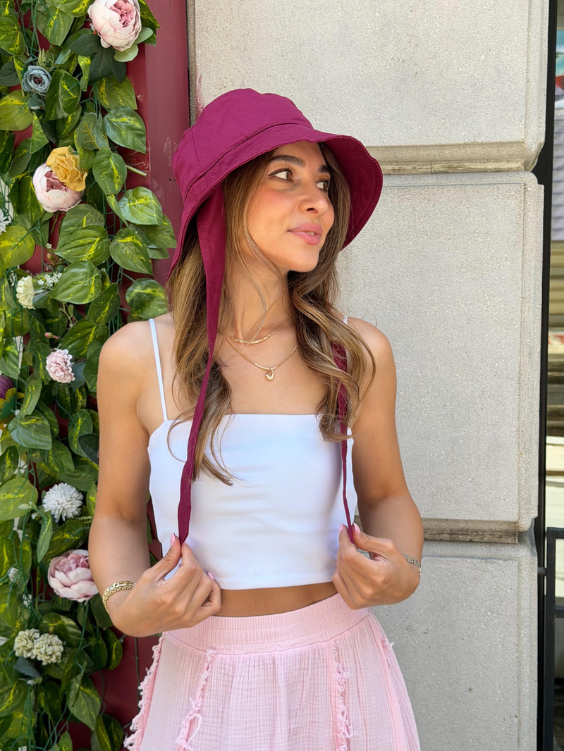 Bağlamalı Bucket Şapka Bordo