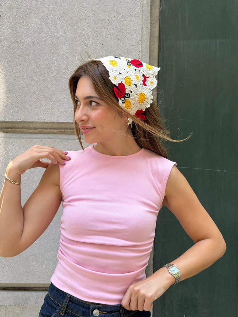 Uğur Böceği Desenli İpli Üçgen Bandana Renkli