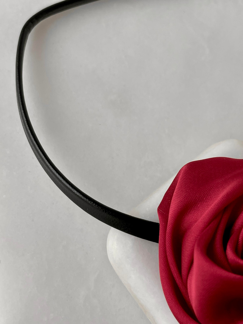 Gül Deri Choker Kolye Bordo