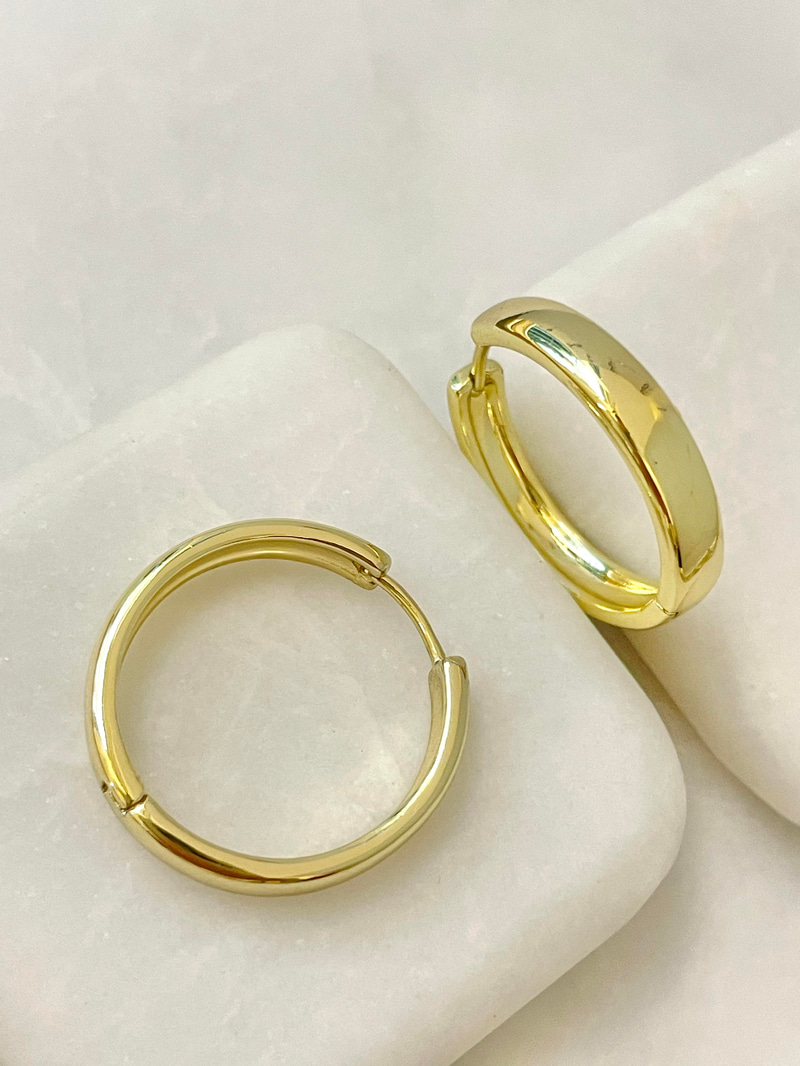 Özel Seri Kare Kesim Bombe Halka Küpe Gold