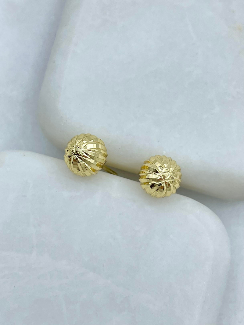 Altın Kaplama Işıltılı Top Küpe Gold