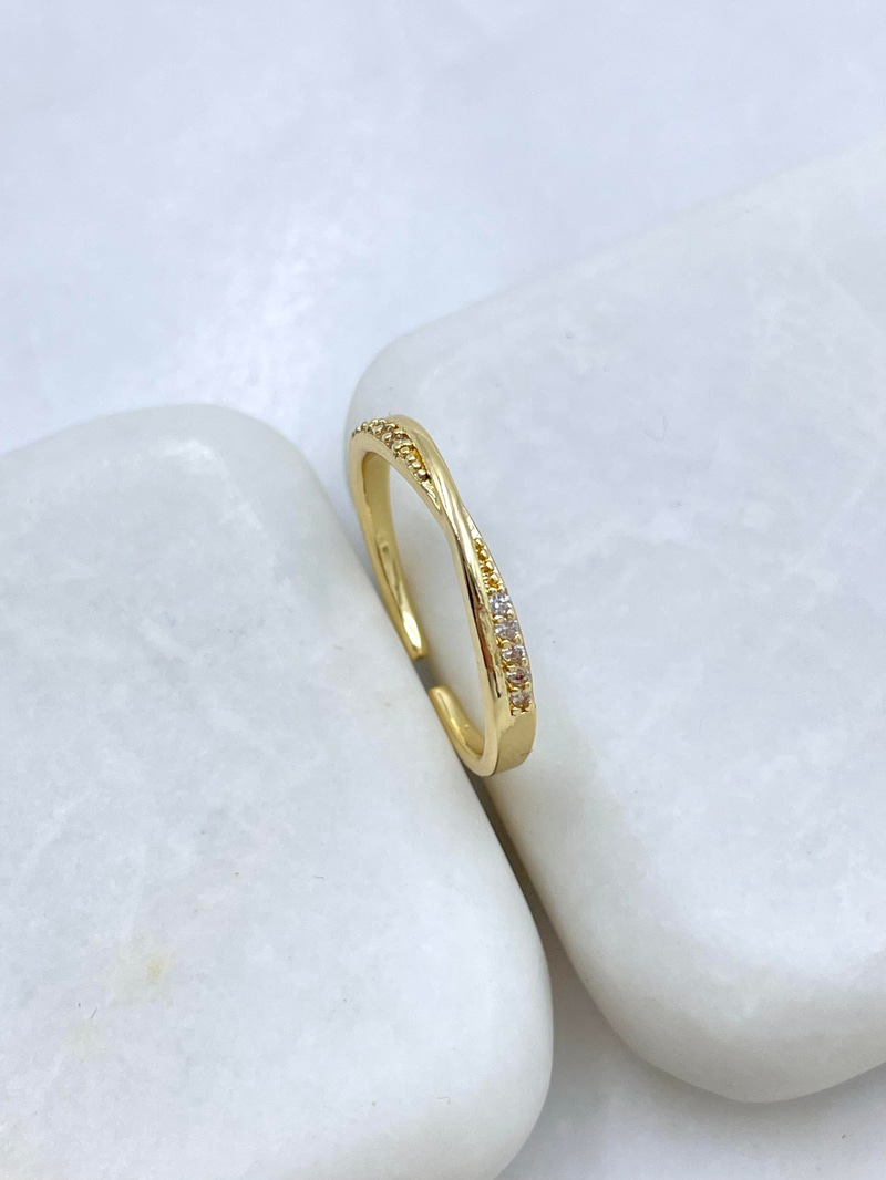 Altın Kaplama Minimal Çapraz Yüzük Gold