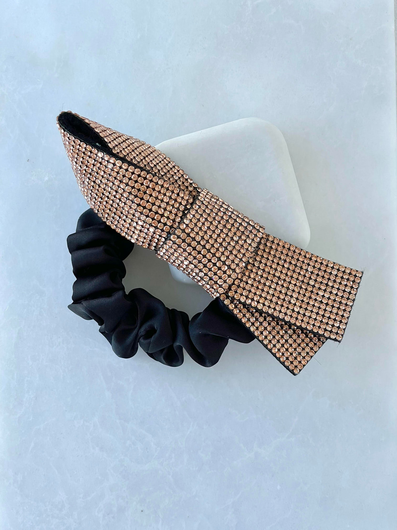 Işıltılı Kurdele Scrunchie Toka Rose Renk