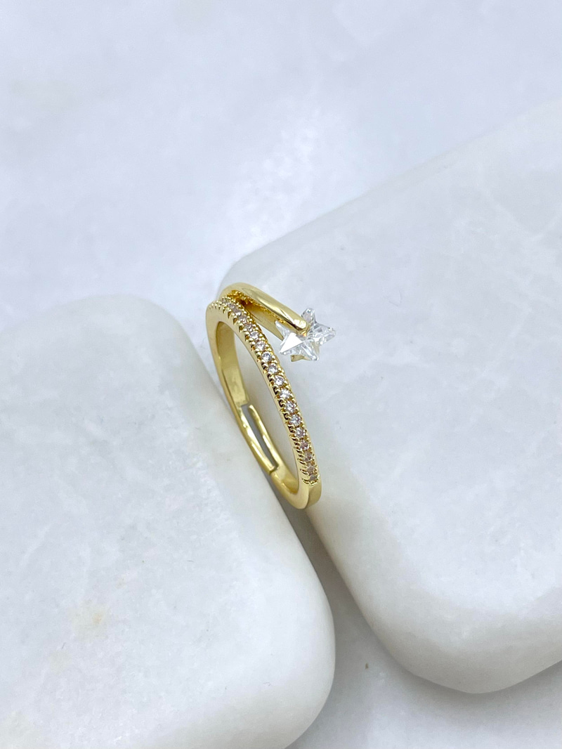 Altın Kaplama Kristal Yıldız Yüzük Gold