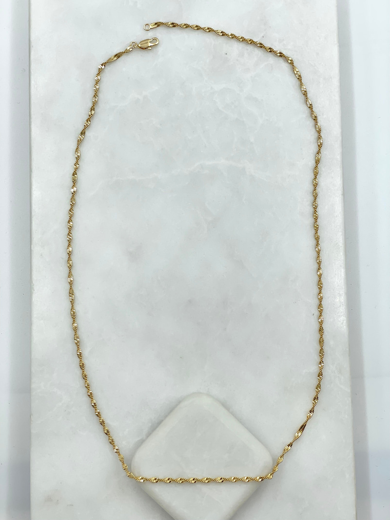 Işıltılı Kedi Merdiven Zincir Kolye 60 cm Gold