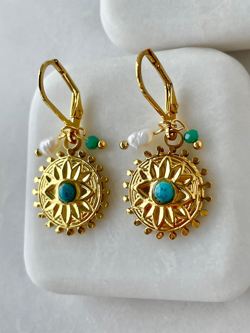 Çelik İnci ve Göz Model Bohem Küpe Gold
