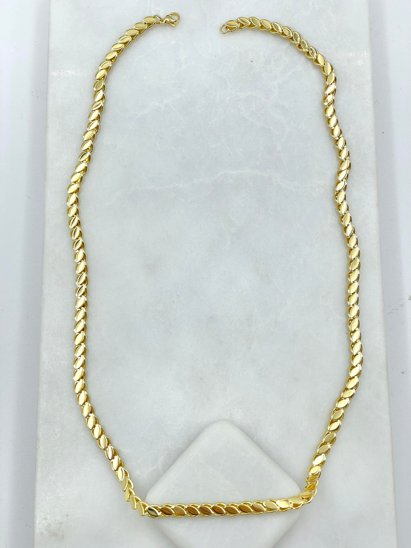 Çelik Arpa Zincir Kolye 60 cm Gold
