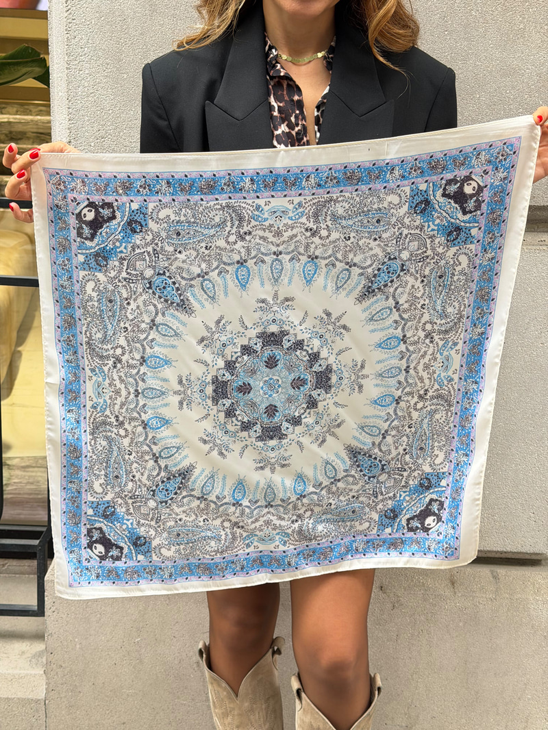 Etnik Desenli Bandana Fular 65x65 cm Renkli