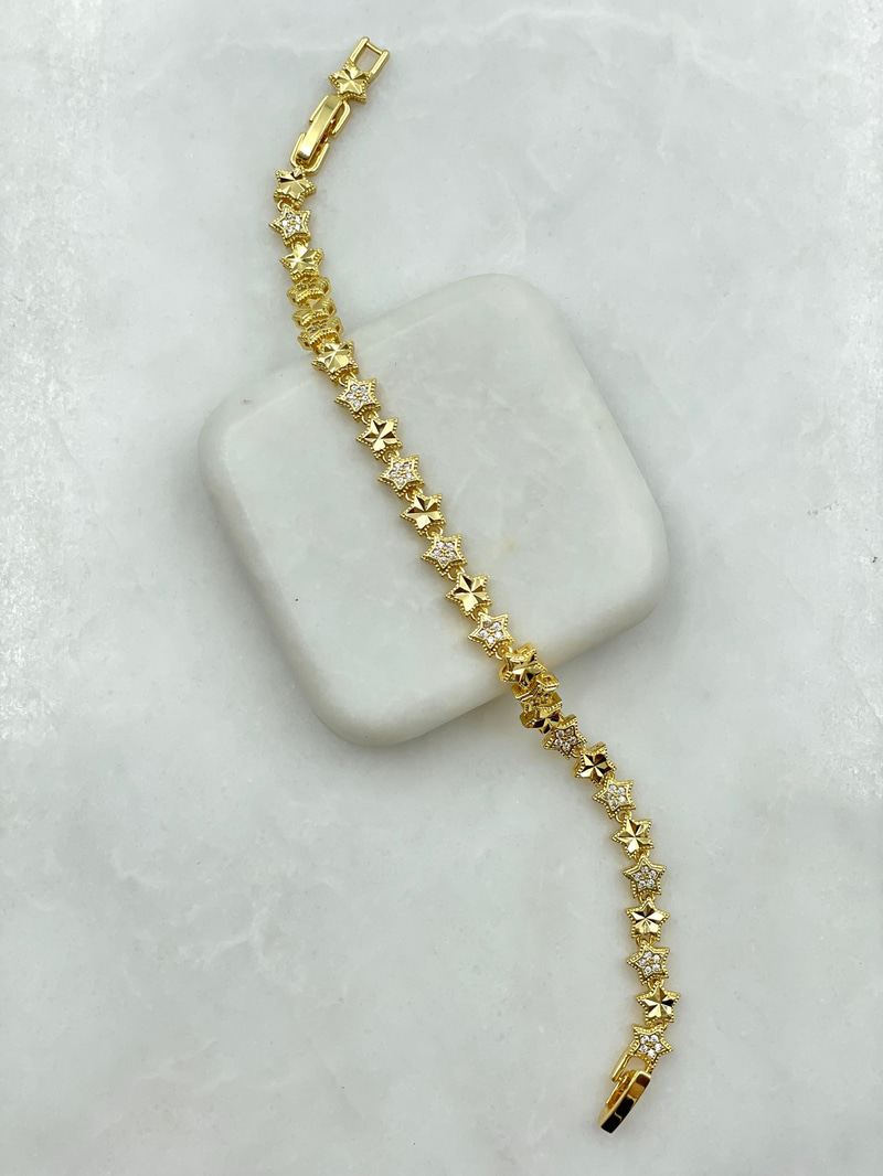 Lazer Kesim Yıldız Bileklik Gold