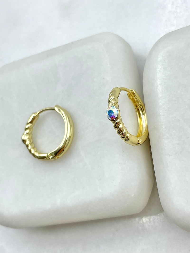 Özel Seri Swarovski Taşlı Burgu Küpe Gold