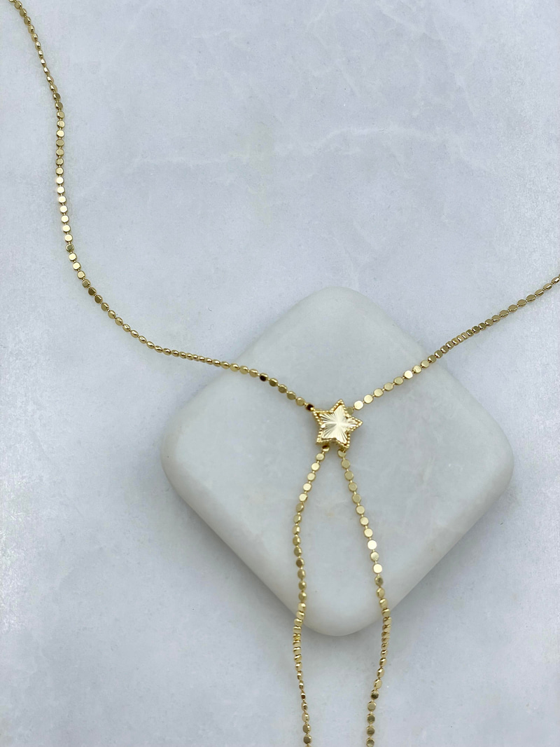 Altın Kaplama Yıldız Model Arpa Zincir Y Model Kolye Gold