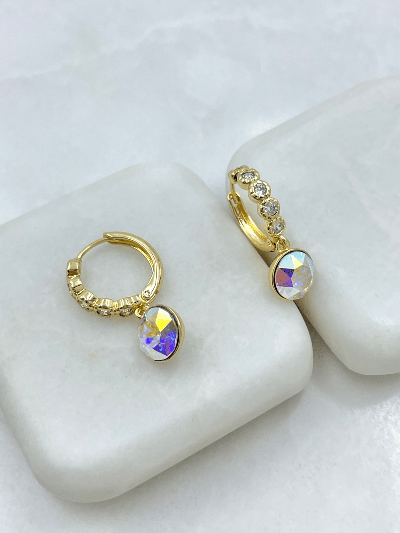 Özel Seri Swarovski Taş Sallantılı Halka Küpe Gold