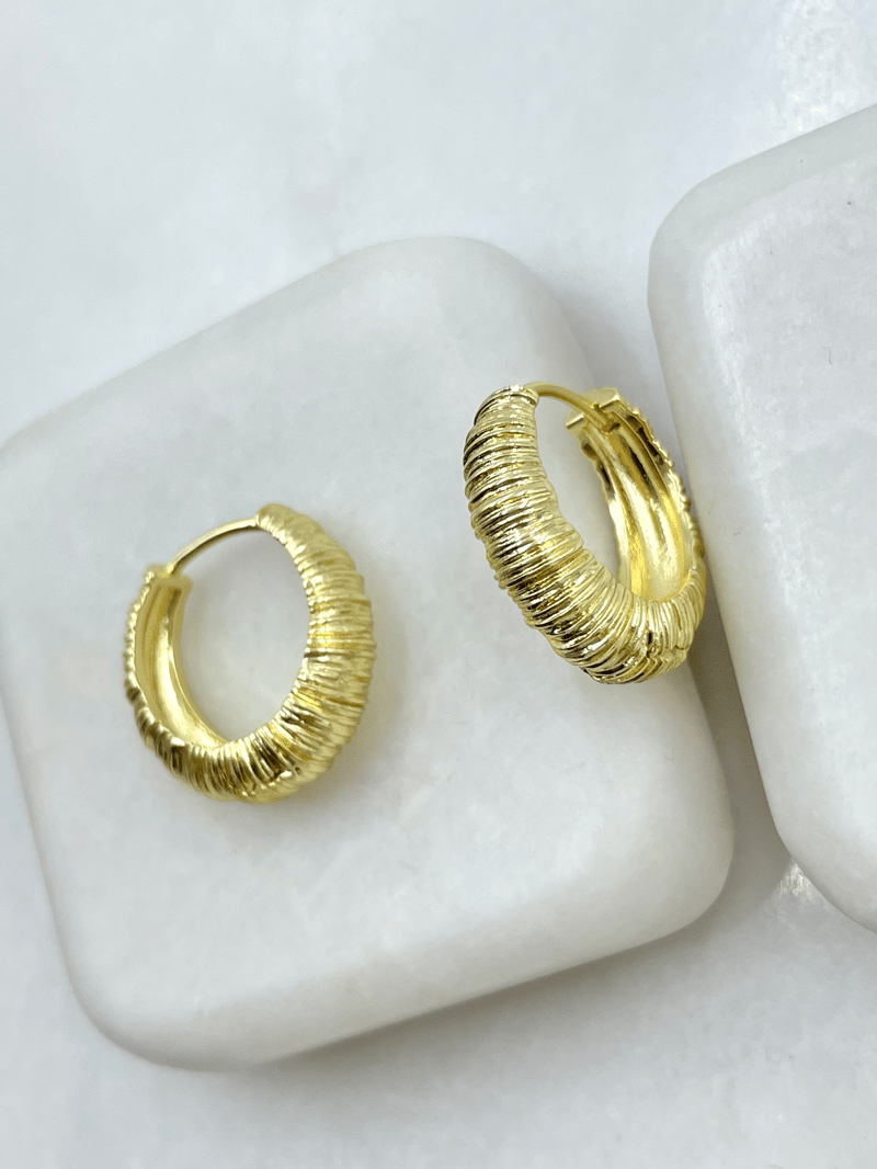 Altın Kaplama Tel Sarma Halka Küpe Gold